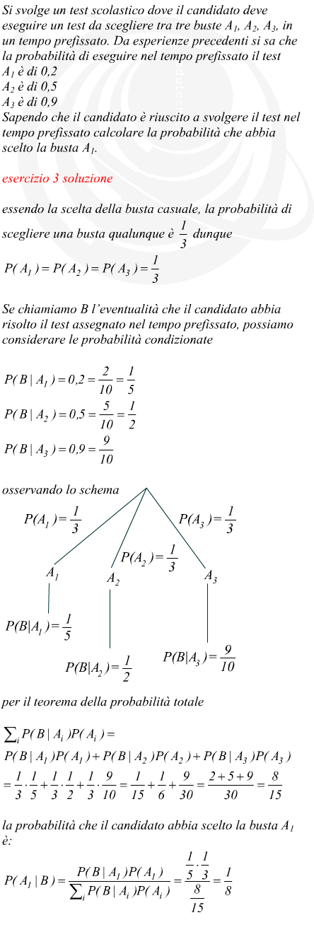 Teorema di Bayes sulla probabilit della scelta di tre schede per test