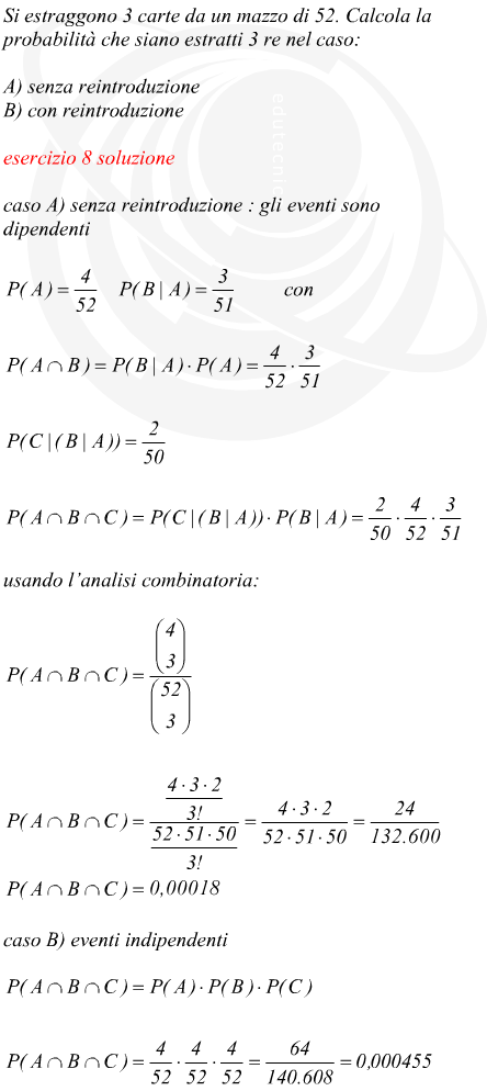 probabilit condizionata estrazione di tre carte da un mazzo da 52