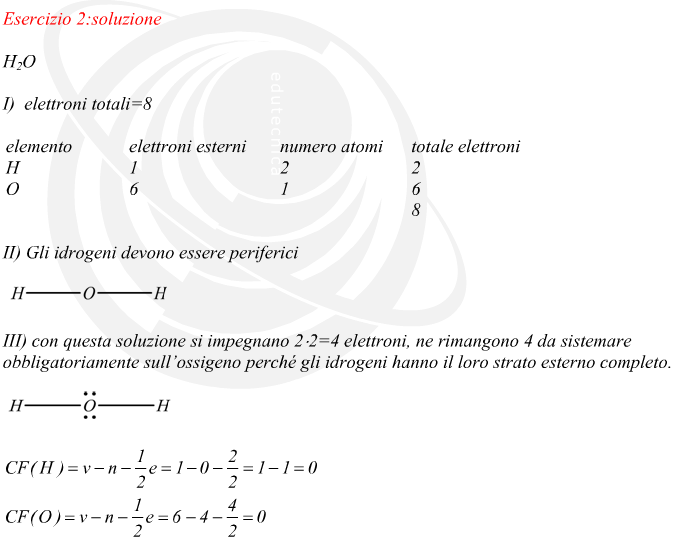formula di struttura dell’acqua H2O