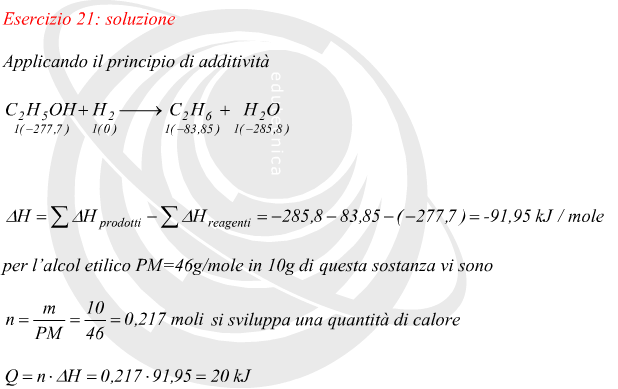 Calore di idrogenazione alcool etilico