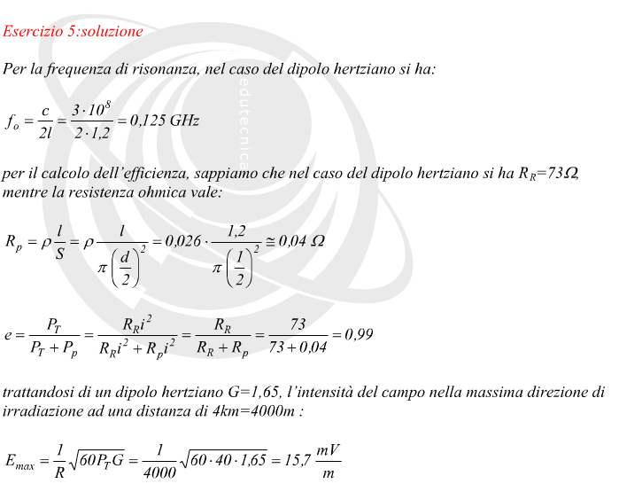 frequenza di risonanza ed efficienza di un dipolo