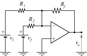 amplificatore operazionale sommatore invertente