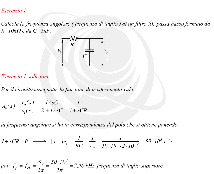 frequenza di taglio di un filtro elettronico passa basso