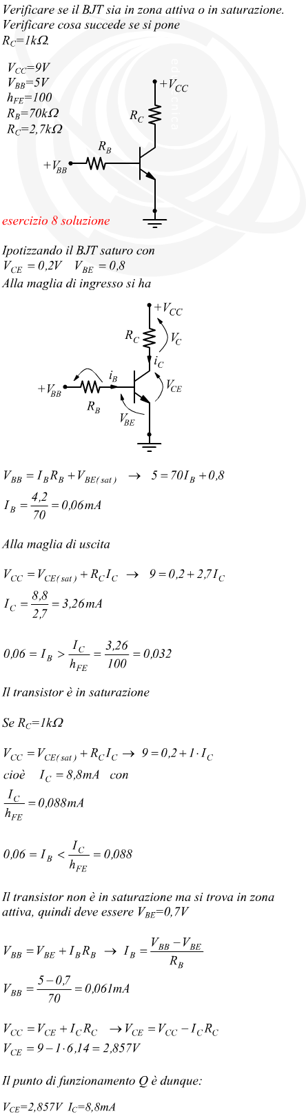 transistor comportamento non lineare saturazione-interdizione