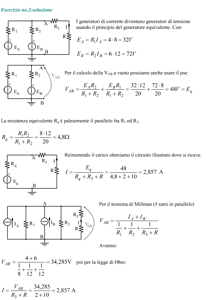 Esempio di circuito risolto col teorema del generatore equivalente