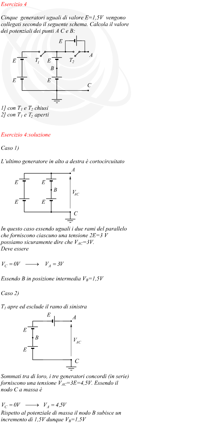 Interruttori comandano rete di generatori elettrici in serie ed in parallelo