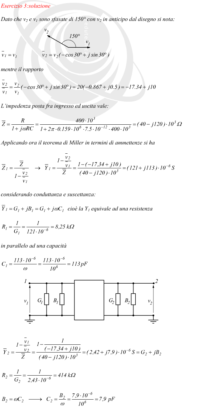Circuito elettrico risolto con il teorema di Miller