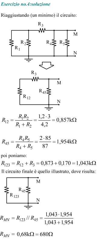 Calcolo della resistenza ai capi di una coppia di nodi di un circuito resistivo