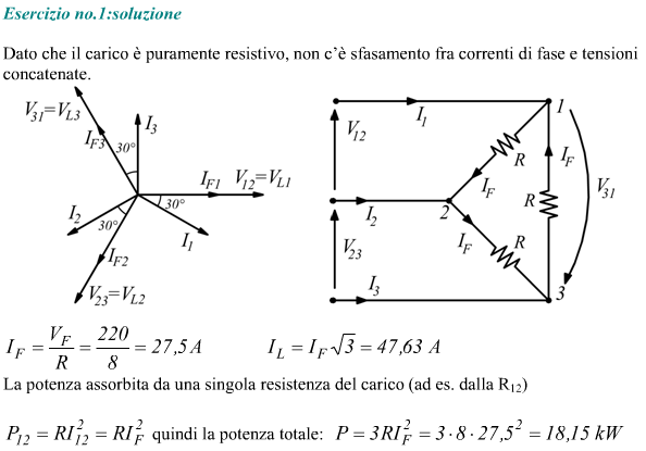 Esercizio sistema trifase equilibrato a triangolo