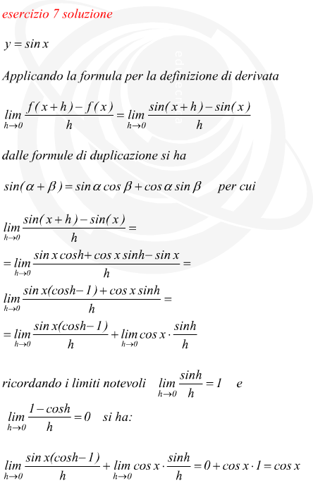 derivata della funzione seno