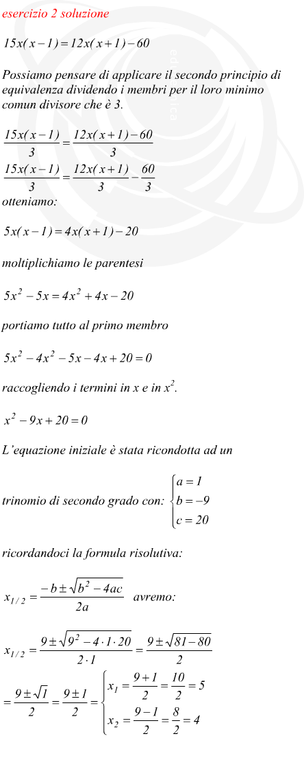 equazione di secondo grado radici reali distinte