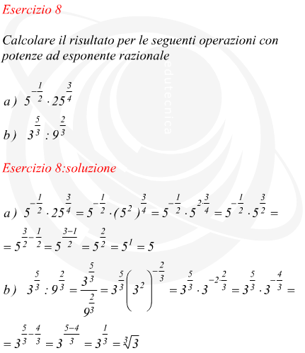 Espressioni con potenze ad esponente frazionario in Matematica