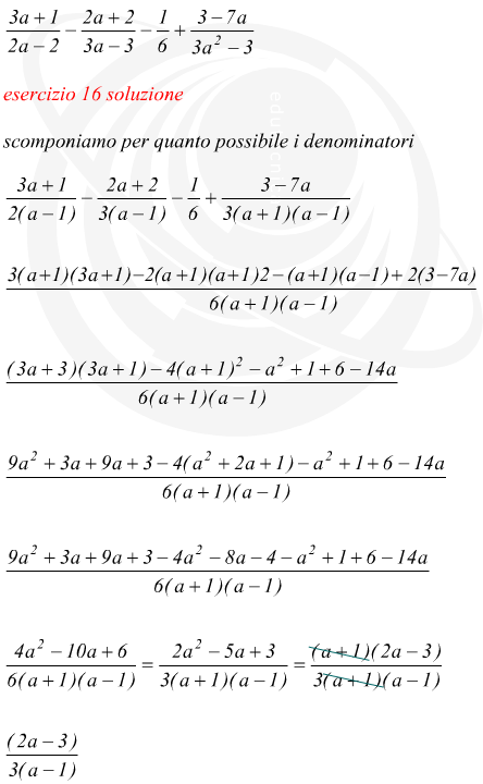 semplificazione di frazioni algebriche