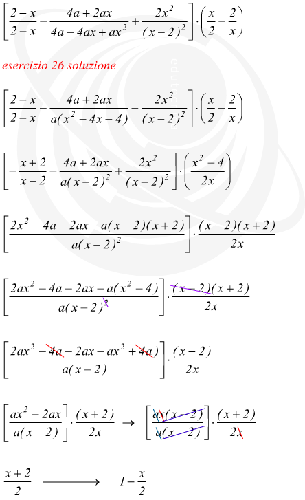 addizione e moltiplicazione di frazioni algebriche
