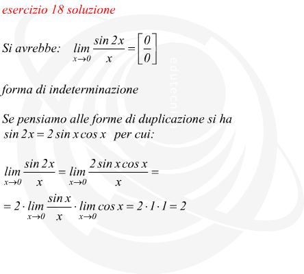 Limite finito di funzione razionale fratta e trigonometrica con forma indeterminata 0/0