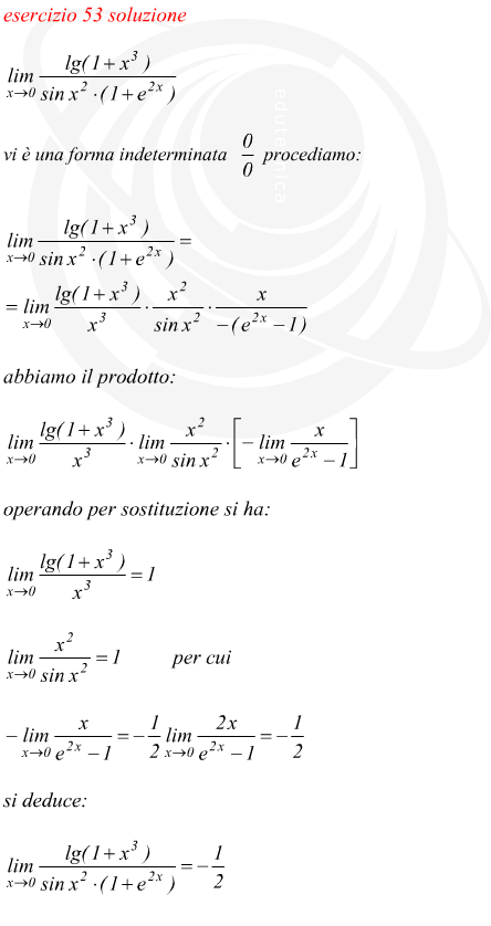 Limite di funzione fratta esponenziale trigonometrica e logaritmica