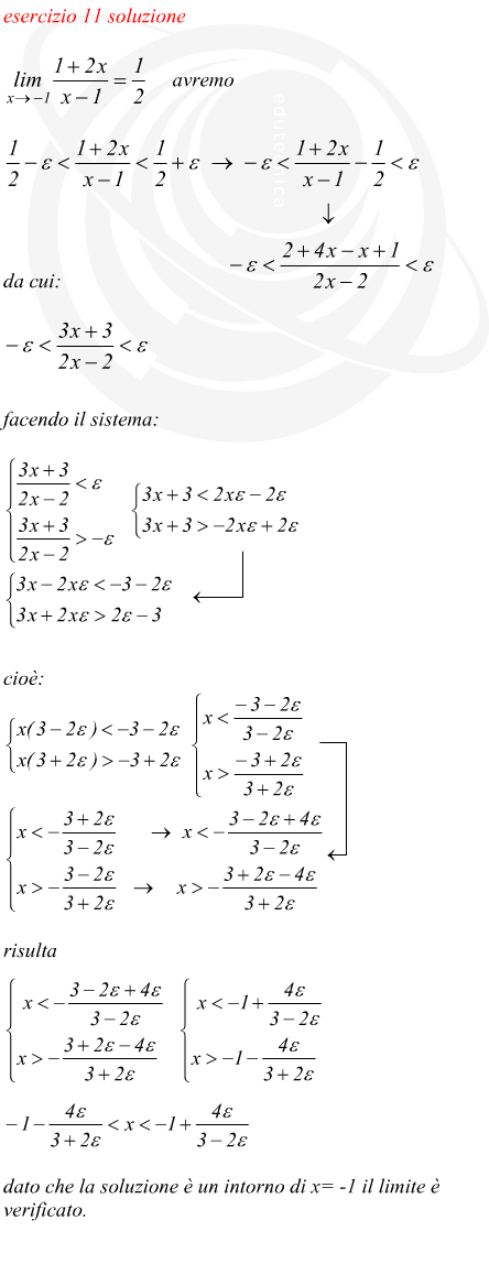 limite di una funzione razionale fratta per x che tende ad un valore finito verificato