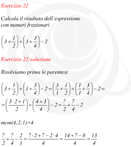 Calcolare il risultato di una espressione con numeri frazionari