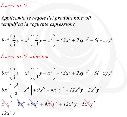 Applicando le regole dei prodotti notevoli semplificare espressione matematica