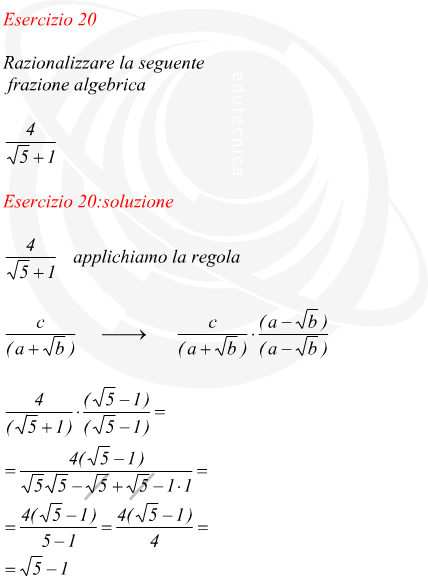 Razionalizzare frazioni algebriche