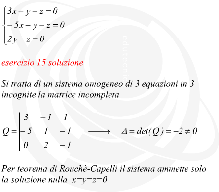 calcolare sistema lineare omogeneo 3 equazioni 3 incognite