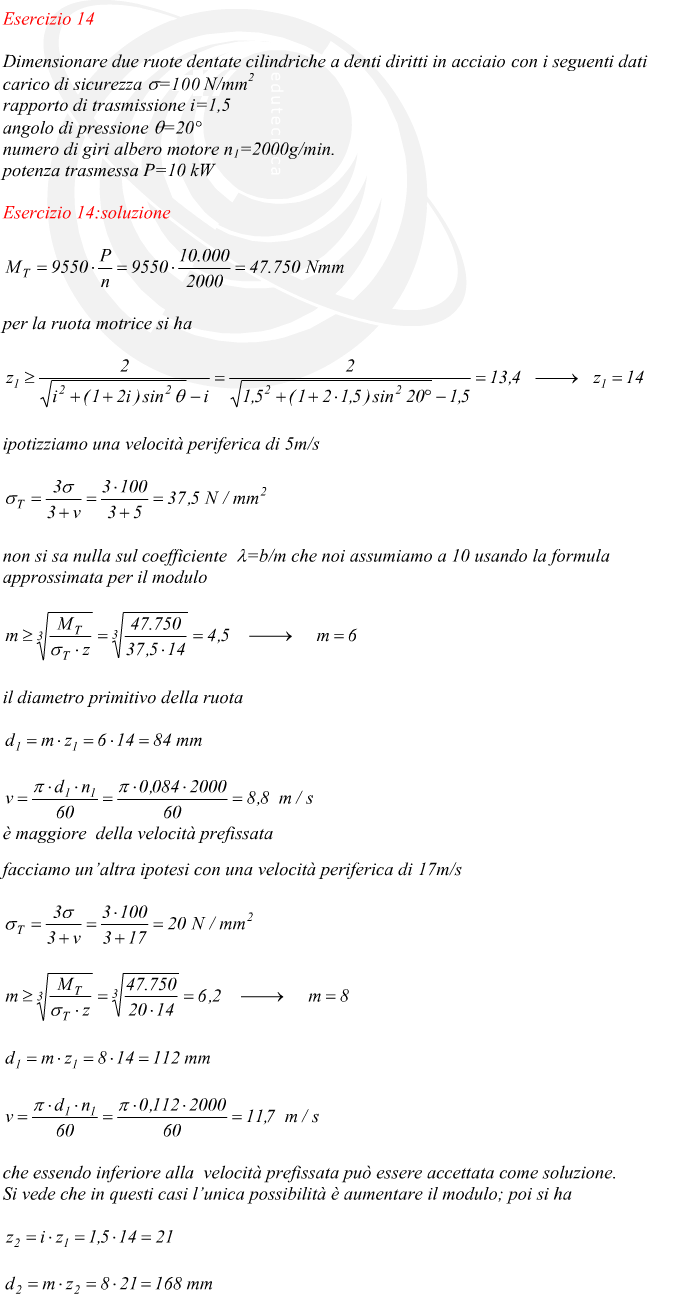 dimensionamento ruote dentate in base a velocit periferica