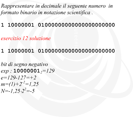 valore decimale di un numero in formato binario in notazione scientifica