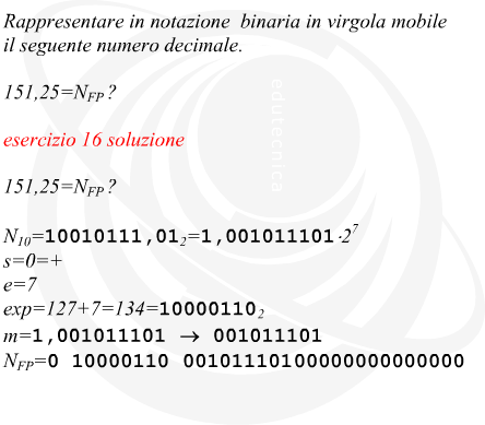notazione binaria in virgola mobile di un numero decimale