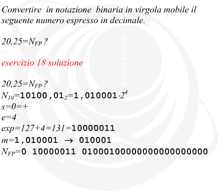 Conversione in notazione binaria in virgola mobile di un numero espresso in decimale