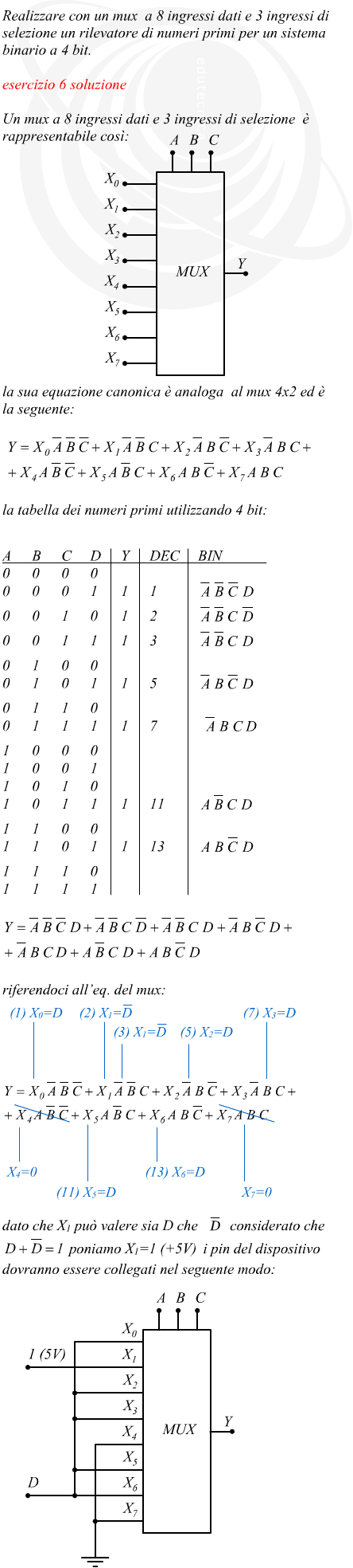 Multiplexer come rilevatore di numeri primi per un sistema binario a 4 bit