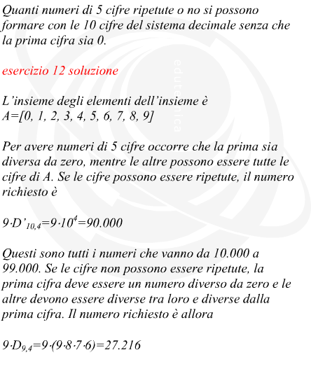 Disposizioni con ripetizioni e senza ripetizioni di 10 elementi in classe 4