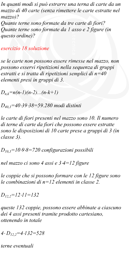 Disposizioni semplici di una terna di carte estratte da un mazzo da 40