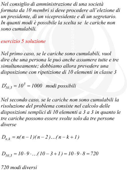 possibili disposizioni di un insieme di 10 elementi a gruppi di 3