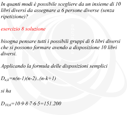 Disposizione semplice senza ripetizione di 10 elementi in classe 6
