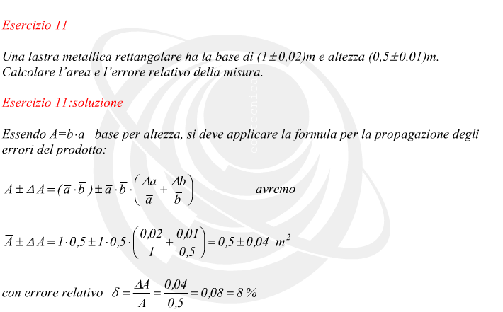 misura calcolata come come prodotto di due misure approssimate