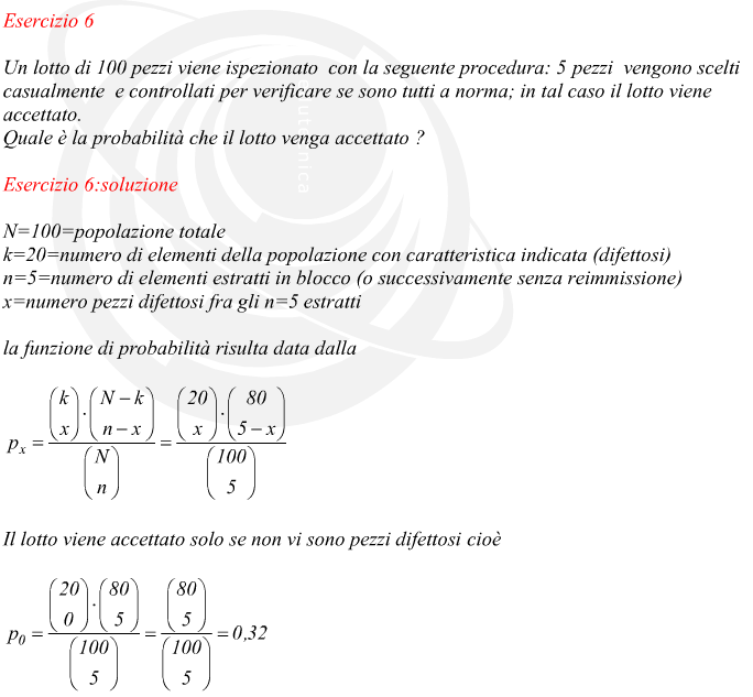 distribuzione ipergeometrica studio probabilit