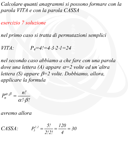 Calcolo combinatorio esercizi svolti sulle permutazioni