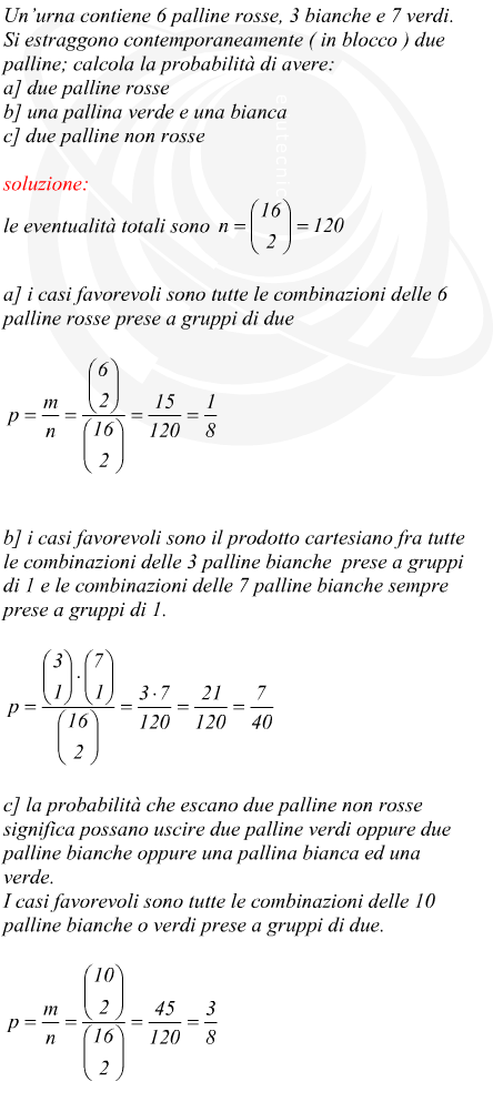 esercizio calcolo probabilit scatola con palline colorate