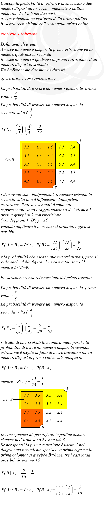 probabilit condizionata estrazione palline numerate da urna