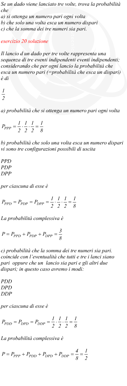 esercizio svolto probabilit nel lancio di un dado