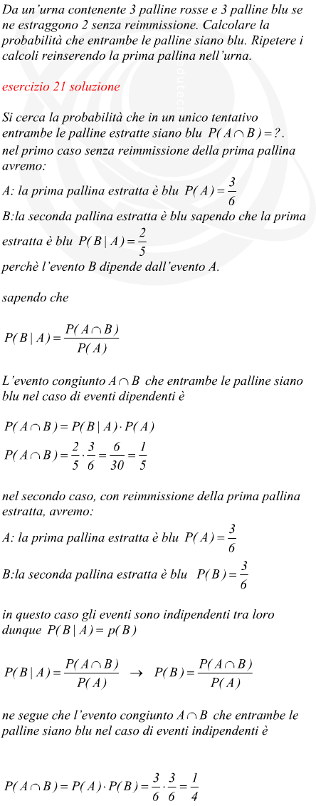 probabilit condizionata nell'estrazione di due palline da un'urna