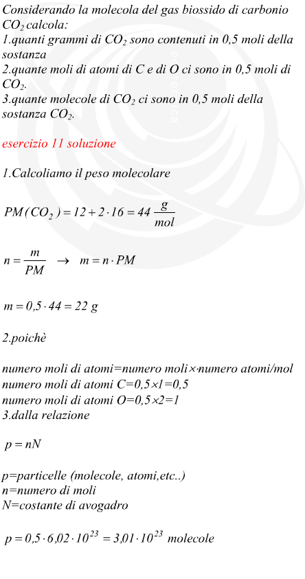 analisi di mezza mole di anidride carbonica