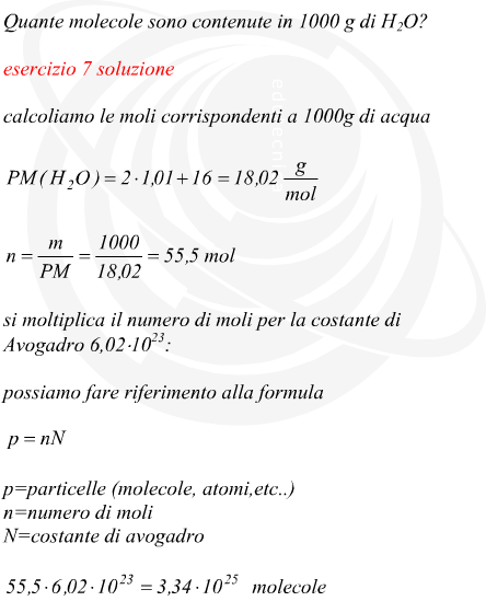 Quante molecole sono contenute in 1000 g di acqua