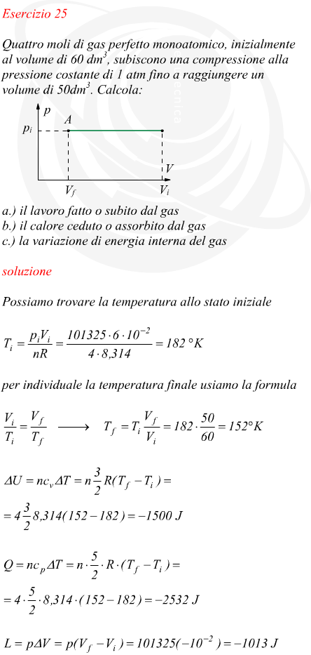 Lavoro e calore scambiato durante una trasformazione isobara