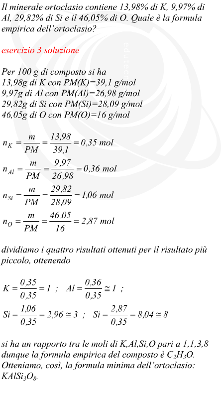 Determinazione della formula minima dell'ortoclasio