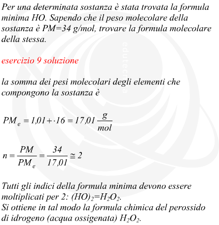 Determinazione della formula molecolare del perossido di idrogeno acqua ossigenata