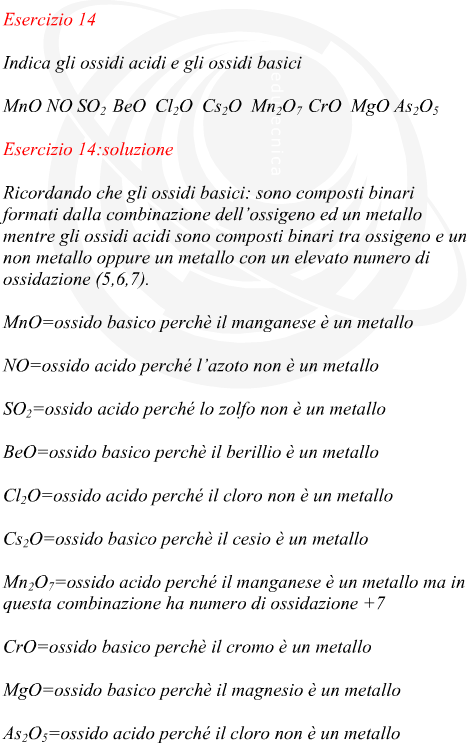 Nomenclatura di ossidi acidi rispetto agli ossidi basici