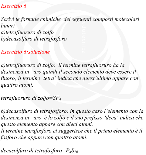 Nomenclatura di sostanze binarie con lo zolfo