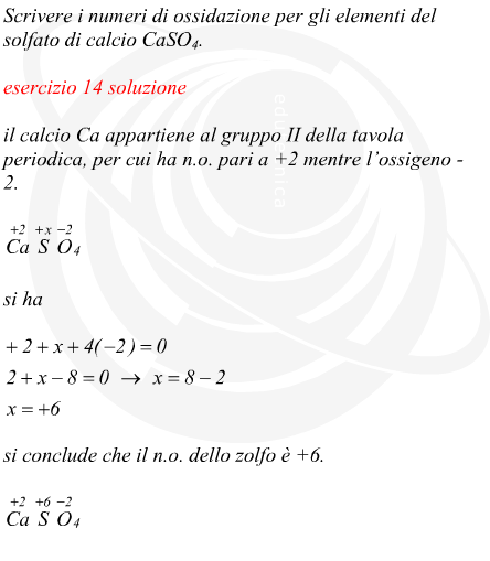 Determinare i numeri di ossidazione per gli elementi del solfato di calcio CaSO4