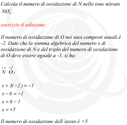 Numero di ossidazione degli elementi dello ione nitrato